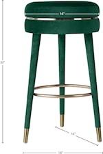Meridian Furniture Coral Contemporary Upholstered Green Boucle Fabric Swivel Bar Stool