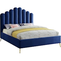 Lily Navy Velvet Queen Bed