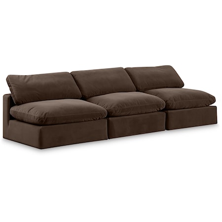 Comfy Brown Velvet Modular Sofa