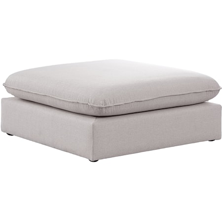 Mackenzie Beige Durable Linen Textured Ottoman