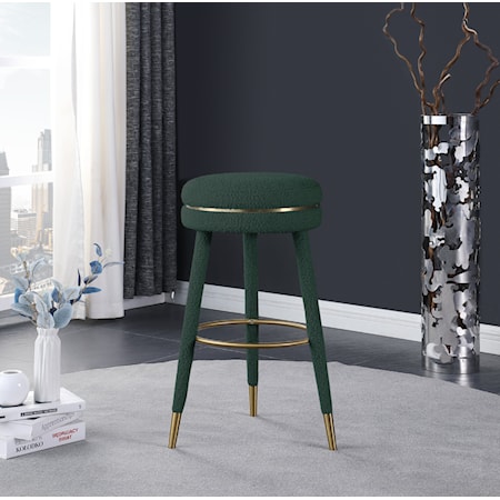 Upholstered Boucle Fabric Swivel Bar Stool