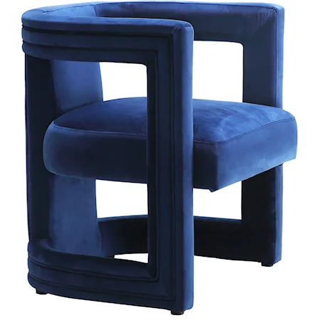 Contemporary Navy Velvet Accent Barrel Chair