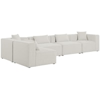 Cube Cream Durable Linen Textured Modular Sectional