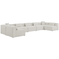 Cube Cream Durable Linen Textured Modular Sectional