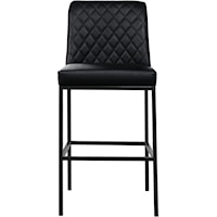 Contemporary Faux Leather Stool with Metal Legs