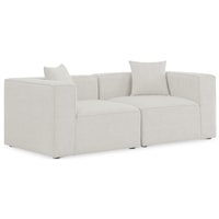 Cube Cream Durable Linen Textured Modular Sofa