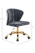 Meridian Furniture Finley Contemporary Grey Velvet Swivel Office Chair with Gold Base