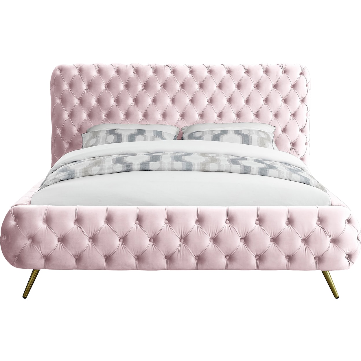 Meridian Furniture Delano Upholstered Pink Velvet King Bed