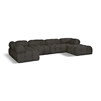 Ames Brown Boucle Fabric Modular Sectional