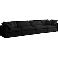 Plush Black Velvet Standard Comfort Modular Sofa