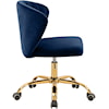 Meridian Furniture Finley Navy Velvet Office Chair with Gold Base