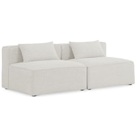 Contemporary Cream Upholstered 2 Seat Modular Sofa