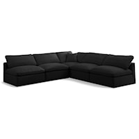 Plush Black Velvet Standard Comfort Modular Sectional