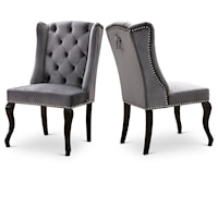 Traditional Velvet Upholstered Dining Chair with Button Tufted Back