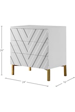 Meridian Furniture Collette Contemporary White Side Table with 3 Drawers