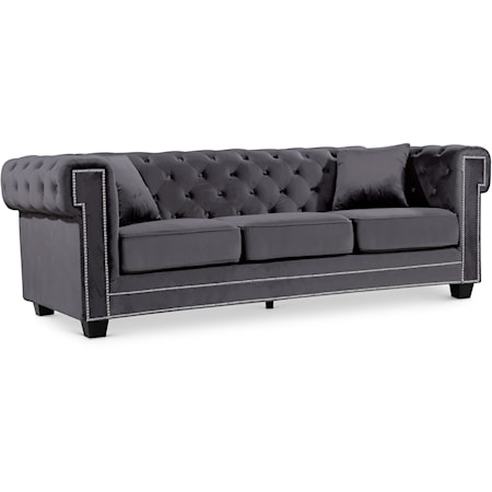 Contemporary Bowery Sofa Grey Velvet