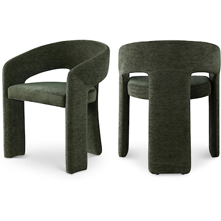 Rendition Green Plush Fabric Dining Chair