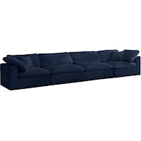 Cozy Navy Velvet Comfort Modular Sofa
