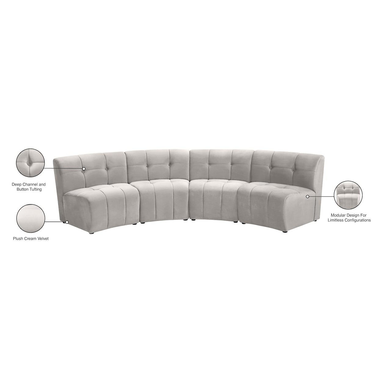 Meridian Furniture Limitless 4pc. Modular Sectional