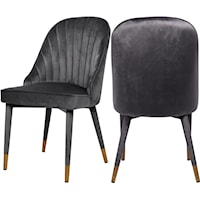 Contemporary Grey Velvet Dining Chair