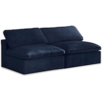 Cozy Navy Velvet Comfort Modular Armless Sofa