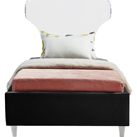 Contemporary Ghost Twin Bed Black Velvet