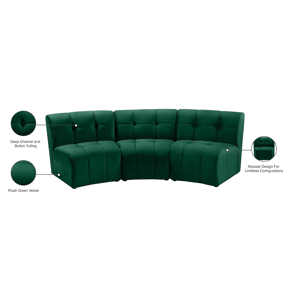 Meridian Furniture Limitless 3pc. Modular Sectional