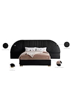 Meridian Furniture Cleo Contemporary Upholstered Black Velvet King Bed with Removable Panels