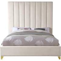 Contemporary Upholstered Full Panel Bed with Channel Tufting