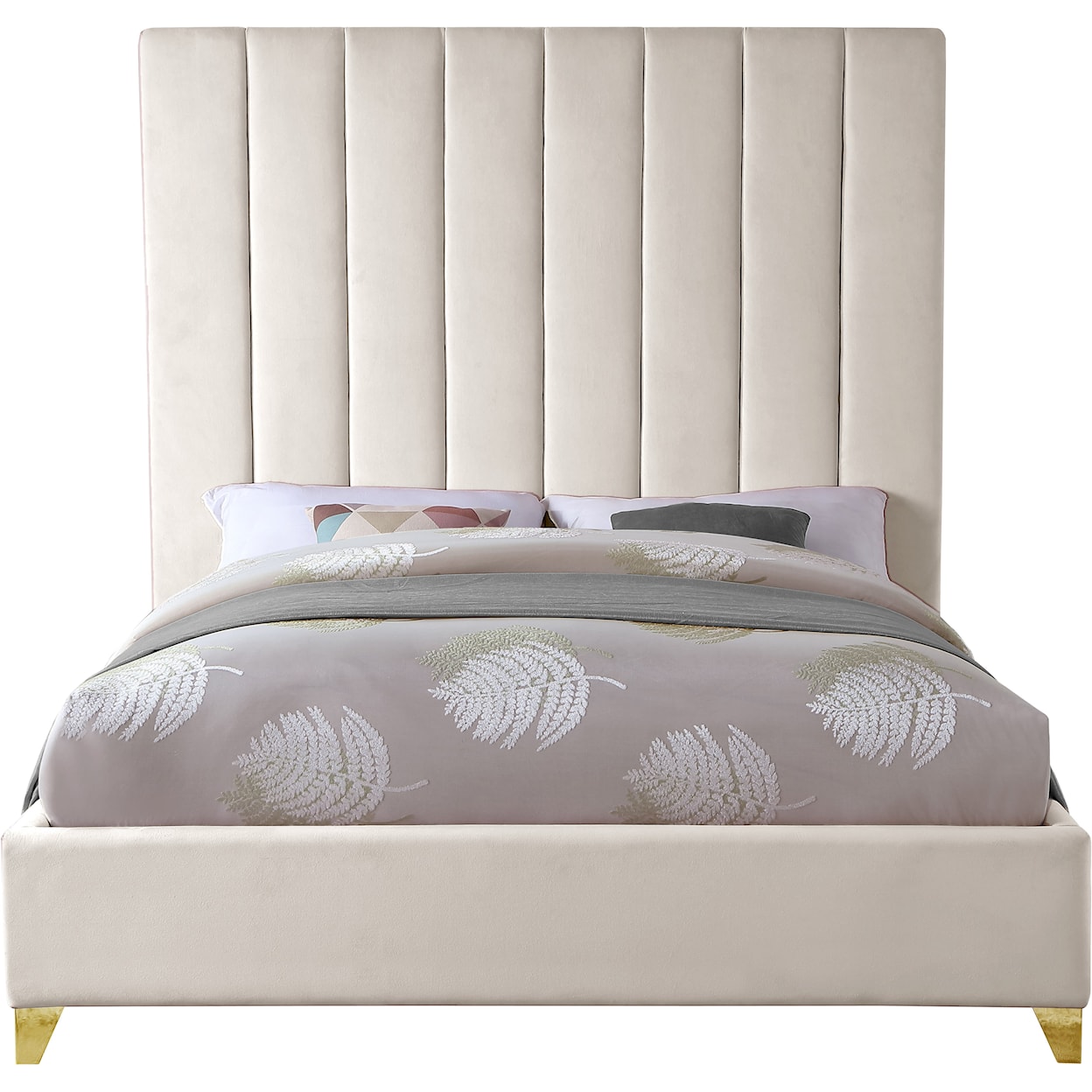 Meridian Furniture Via Queen Panel Bed with Channel Tufting