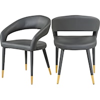 Contemporary Upholstered Grey Faux Leather Dining Chair