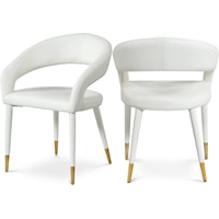 Contemporary Upholstered Cream Faux Leather Dining Chair