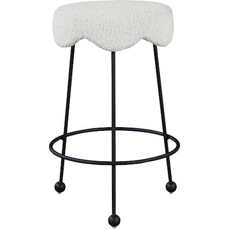  Upholstered Cream Boucle Counter Stool
