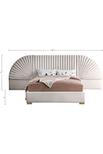 Meridian Furniture Cleo Contemporary Upholstered Cream Velvet Queen Bed with Removable Panels