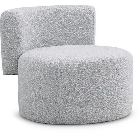 Contemporary Upholstered Grey Boucle Fabric Accent Chair