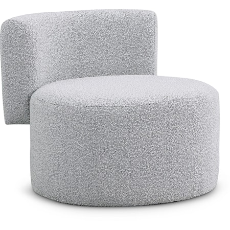 Upholstered Grey Boucle Fabric Accent Chair