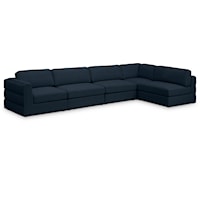 Beckham Navy Durable Linen Textured Fabric Modular Sectional