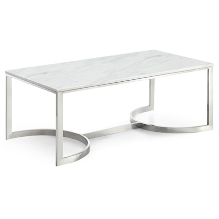 Chrome Coffee Table with White Marble Top