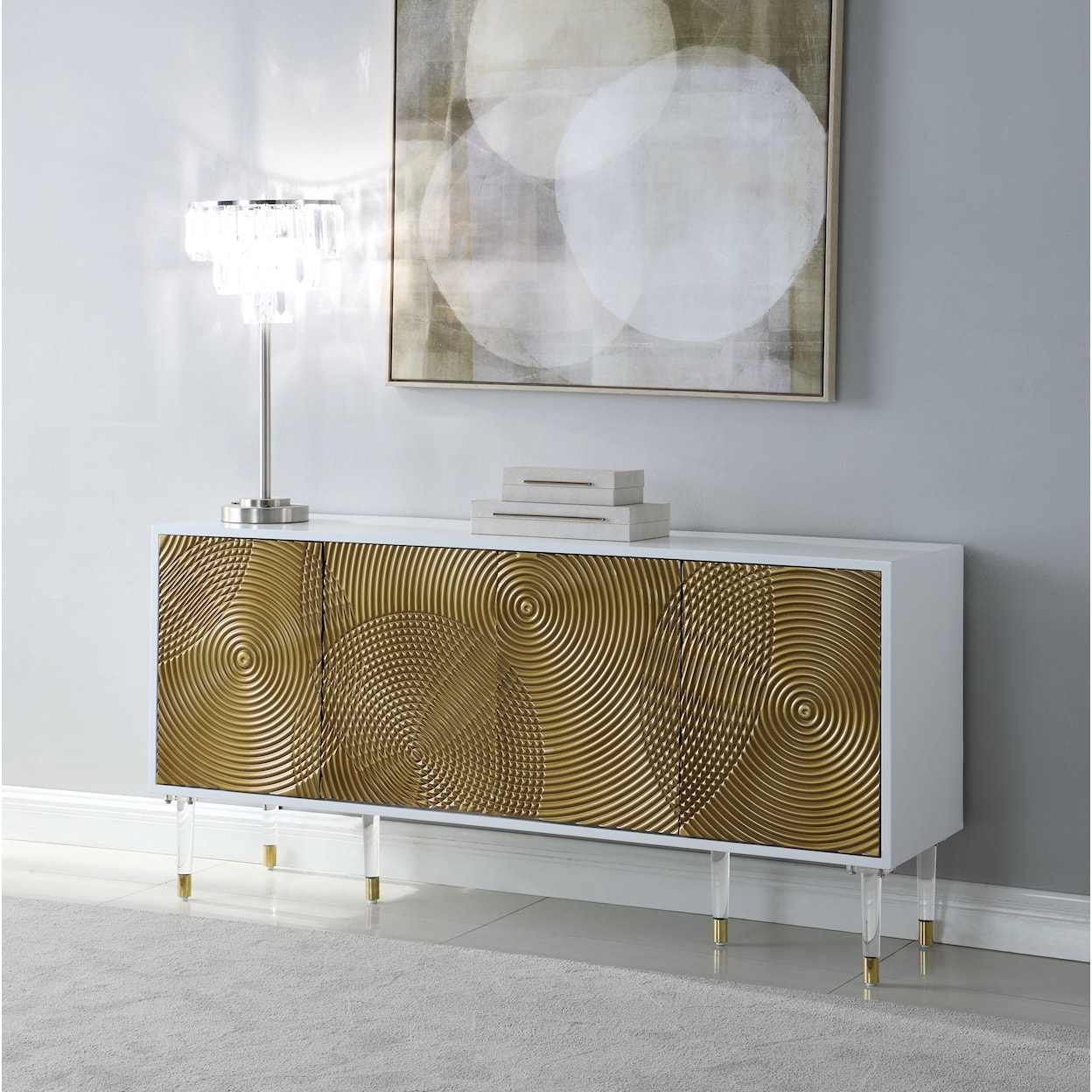 Meridian Furniture Bellissimo Sideboard with Gold-Finished Panels