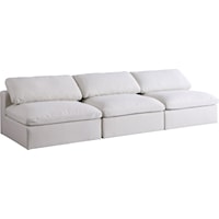 Serene Cream Linen Textured Fabric Deluxe Comfort Modular Armless Sofa