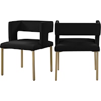 Contemporary Black Velvet Upholstered Dining Chair