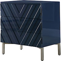 Contemporary Navy Side Table with 3 Drawers
