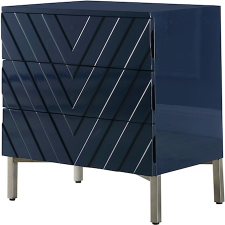 Navy Side Table with 3 Drawers