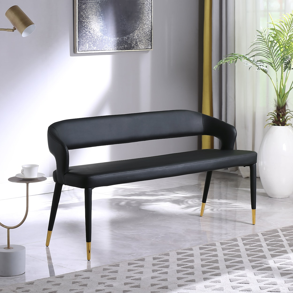Meridian Furniture Destiny Upholstered Black Faux Leather Bench