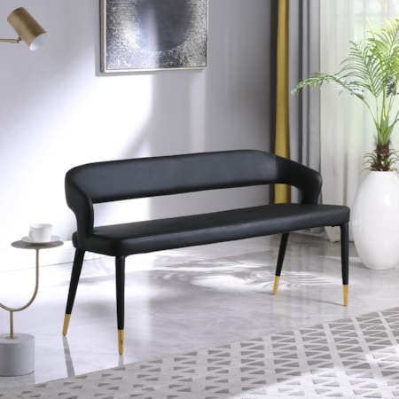 Upholstered Black Faux Leather Bench