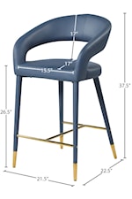 Meridian Furniture Destiny Contemporary Upholstered Navy Faux Leather Dining Chair