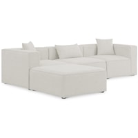 Contemporary Cream 4-Piece Sectional Sofa with Track Arms