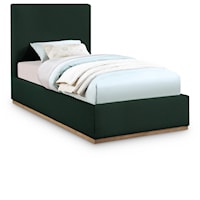 Monaco Green Boucle Fabric Twin Bed
