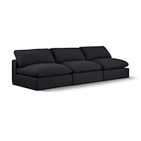 Comfy Black Linen Textured Fabric Modular Sofa