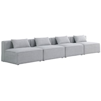 Contemporary Grey 4-Piece Armless Sofa